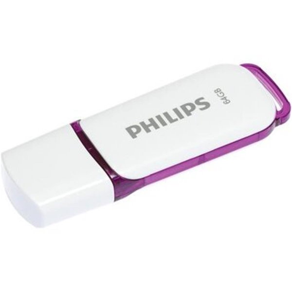 Signify Philips PHMMD64GSNOWU2 USB2.0 Snow 64GB Flash Drive; White & Purple PHMMD64GSNOWU2